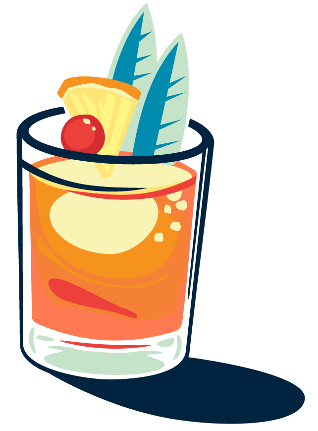 cocktail glass illustration in color